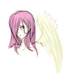 Size: 671x689 | Tagged: safe, artist:eeveechild, fluttershy, human, g4, female, humanized, solo, winged humanization