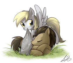 Size: 1220x1046 | Tagged: safe, artist:sp415, derpy hooves, doctor whooves, time turner, pegasus, pony, g4, blanket, female, male, mare, ship:doctorderpy, shipping, sleeping, straight