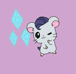 Size: 627x612 | Tagged: safe, artist:pixiebellecosplay, rarity, hamster, g4, crossover, female, hamtaro, solo, species swap