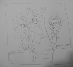 Size: 3720x3436 | Tagged: safe, artist:berrypunchrules, adagio dazzle, captain planet, oc, equestria girls, g4, background human, bedtime story, capdazzle, family, female, high res, male, offspring, parent:adagio dazzle, parent:captain planet, parents:capdazzle, pencil drawing, shipping, straight, traditional art