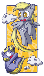 Size: 375x645 | Tagged: safe, artist:xkappax, derpy hooves, dinky hooves, pegasus, pony, g4, falling, female, mare