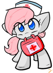 Size: 566x775 | Tagged: safe, artist:zutcha, nurse redheart, earth pony, pony, g4, cute, female, first aid kit, heartabetes, holding, mouth hold, simple background, solo, transparent background