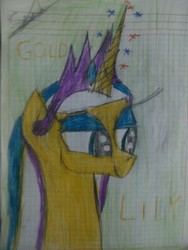 Size: 1944x2592 | Tagged: safe, artist:chevistian, princess gold lily, g4, female, graph paper, photo, solo, traditional art