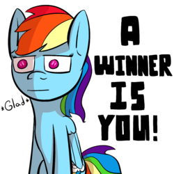 Size: 1200x1200 | Tagged: safe, artist:crashbrowns, rainbow dash, pegasus, pony, g4, a winner is you, female, meme, simple background, solo, transparent background