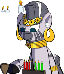 Size: 975x1134 | Tagged: safe, artist:crashbrowns, zecora, zebra, g4, female, kwanzaa, solo