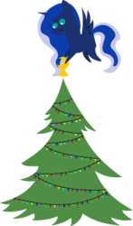 Size: 1900x3225 | Tagged: safe, artist:v0jelly, princess luna, g4, christmas tree, female, flying, pointy ponies, simple background, solo, transparent background, tree