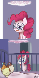 Size: 700x1400 | Tagged: safe, artist:solar-slash, pinkie pie, pound cake, pumpkin cake, ask pinkie pie solutions, g4, ask, comic, sleeping, tumblr