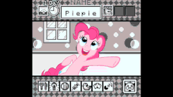 Size: 576x324 | Tagged: safe, artist:tengami, pinkie pie, earth pony, pony, g4, adventure in the comments, animated, breaking the fourth wall, female, fourth wall, game boy, gif, glass, mare, oh crap, solo, tamagotchi, test card, xk-class end-of-the-world scenario, youtube poop