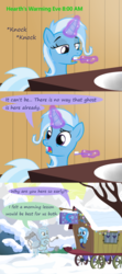 Size: 1200x2700 | Tagged: safe, artist:evil-dec0y, trixie, oc, oc:ghost, ghost, pony, unicorn, comic:trixie vs., comic:trixie vs. hearth's warming, g4, a christmas carol, comic, female, mare, toothbrush, trixie's wagon