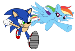 Size: 941x649 | Tagged: safe, artist:cooleevee759, rainbow dash, g4, crossover, male, simple background, sonic the hedgehog, sonic the hedgehog (series), transparent background, vector