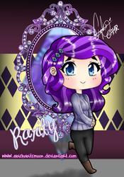 Size: 768x1100 | Tagged: safe, artist:abichobitsmoon, rarity, human, g4, :>, chibi, clothes, cute, female, hands together, humanized, mirror, raribetes, solo, sweater