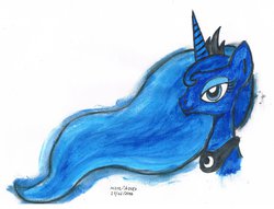 Size: 1022x781 | Tagged: safe, artist:mane-shaker, princess luna, g4, bust, colored, female, solo, traditional art, watercolor painting