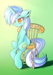 Size: 924x1294 | Tagged: safe, artist:flamevulture17, artist:novabytes, lyra heartstrings, g4, chair, collaboration, female, sitting, sitting lyra, solo