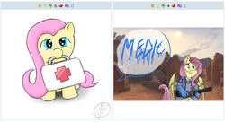 Size: 511x277 | Tagged: safe, fluttershy, derpibooru, g4, cute, exploitable meme, juxtaposition, juxtaposition win, medic, medic (tf2), meme, meta, team fortress 2