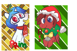 Size: 750x494 | Tagged: safe, artist:mt, oc, oc only, christmas, clothes, glasses, mistletoe, scarf, wreath