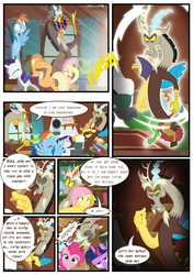 Size: 3500x4951 | Tagged: safe, artist:light262, artist:lummh, applejack, discord, fluttershy, pinkie pie, rainbow dash, rarity, twilight sparkle, alicorn, pony, comic:timey wimey, g4, comic, female, mane six, mare, self ponidox, sunglasses, twilight sparkle (alicorn)