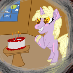 Size: 780x780 | Tagged: safe, artist:gallifreyanequine, dinky hooves, g4, cake