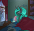 Size: 1509x1360 | Tagged: safe, artist:phathusa, oc, oc only, oc:holometa, changeling, :t, bed, cottagecore, cute, fluffy, hot chocolate, on side, parent:queen chrysalis, quadrupedal, smiling, snow, snowfall, solo, underhoof, window, winter