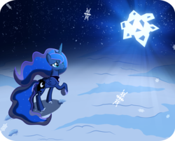 Size: 2000x1608 | Tagged: safe, artist:light262, artist:lummh, princess luna, g4, female, night, snow, snowfall, snowflake, solo, winter