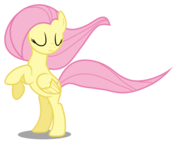 Size: 5000x4063 | Tagged: safe, artist:dashiesparkle, fluttershy, g4, stare master, .svg available, absurd resolution, eyes closed, female, rearing, simple background, solo, transparent background, vector, windswept mane