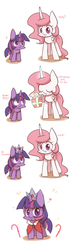 Size: 1400x5000 | Tagged: safe, artist:joycall6, princess celestia, twilight sparkle, g4, candy cane, cewestia, comic, cute, filly, magic, present, question mark