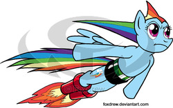 Size: 864x543 | Tagged: safe, artist:foxdrew, rainbow dash, g4, astro boy, cosplay, crossover, female, solo, watermark