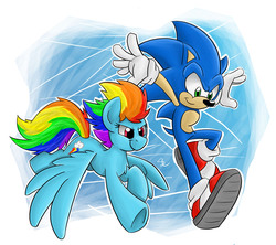 Size: 1800x1600 | Tagged: safe, artist:luximus17, rainbow dash, g4, commission, crossover, male, sonic the hedgehog, sonic the hedgehog (series)