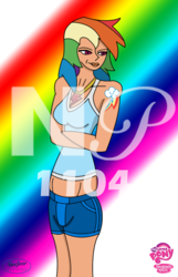 Size: 673x1044 | Tagged: dead source, safe, artist:alannp1104, rainbow dash, human, g4, humanized, solo, watermark