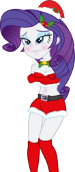 Size: 870x1985 | Tagged: safe, artist:bluse, rarity, equestria girls, g4, background removed, belly button, breasts, christmas, cleavage, clothes, evening gloves, female, holly, midriff, santa costume, sexy, show accurate, simple background, solo, transparent background