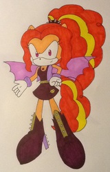 Size: 589x922 | Tagged: safe, artist:artking3000, adagio dazzle, anthro, plantigrade anthro, g4, female, irl, photo, solo, sonic the hedgehog (series), sonicified, style emulation, traditional art