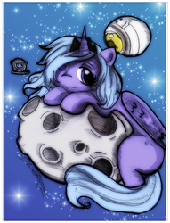 Size: 750x980 | Tagged: safe, artist:danielle-chan, princess luna, g4, crossover, female, personality core, portal (valve), solo, space core, tangible heavenly object, wheatley