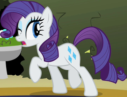 Size: 715x548 | Tagged: safe, screencap, rarity, earth pony, pony, g4, the return of harmony, canterlot hedge maze, female, flower, hedge maze, mare, maze, outfit catalog, solo