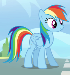 Size: 378x403 | Tagged: safe, screencap, rainbow dash, pegasus, pony, g4, wonderbolts academy, cropped, female, folded wings, mare, solo, standing