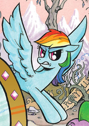 Size: 289x408 | Tagged: safe, idw, rainbow dash, spike, g4, spoiler:comic, idw advertisement, mirror universe