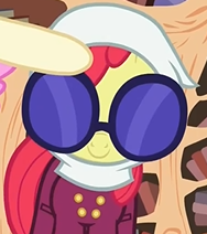 Size: 188x212 | Tagged: safe, screencap, apple bloom, g4, twilight time, clothes, costume, disguise, female, glasses, solo