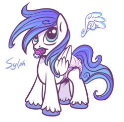 Size: 731x721 | Tagged: safe, artist:sylph-space, oc, oc only, oc:sylph space, adult foal, diaper, non-baby in diaper, pacifier, solo