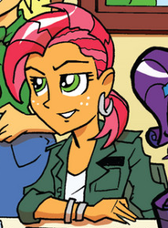 Size: 215x292 | Tagged: safe, idw, babs seed, equestria girls, g4, spoiler:comic, spoiler:comicannual2013, bracelet, earring, female, older, solo
