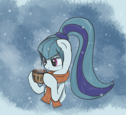 Size: 1094x1000 | Tagged: safe, artist:scootiebloom, sonata dusk, pony, g4, clothes, female, hot chocolate, ponified, scarf, solo