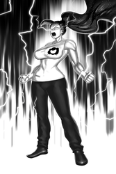 Size: 1280x1920 | Tagged: safe, artist:lvl, princess luna, human, g4, breasts, busty princess luna, dragon ball, female, glowing eyes, humanized, monochrome, muscles, princess muscle moona