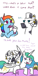 Size: 800x1600 | Tagged: safe, artist:jargon scott, princess celestia, rainbow dash, zecora, zebra, g4, comic, crying, rainbow blitz, rule 63, rule 63'd rule 63, zircon