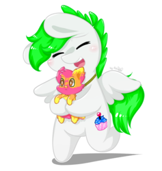 Size: 1024x1079 | Tagged: safe, artist:dsp2003, oc, oc only, oc:lust mint, pegasus, pony, blushing, chibi, cutie mark, happy, male, open mouth, simple background, style emulation, toy, transparent background