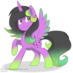 Size: 1000x1000 | Tagged: safe, artist:jayivee, oc, oc only, oc:dark rainbow, alicorn, pony, alicorn oc, raised hoof, solo