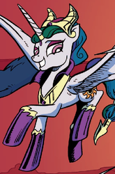 Size: 379x574 | Tagged: safe, idw, princess celestia, g4, reflections, spoiler:comic, evil celestia, evil counterpart, female, mirror universe, solo