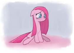 Size: 687x500 | Tagged: safe, artist:baekgup, pinkie pie, g4, crying, female, floppy ears, pinkamena diane pie, sad, sitting, solo, wavy mouth