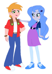 Size: 438x630 | Tagged: safe, artist:unoriginai, big macintosh, princess luna, vice principal luna, equestria girls, g4, alternate design, blushing, cute, female, male, ship:lunamac, shipping, simple background, straight, younger