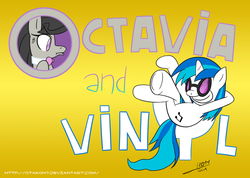 Size: 1900x1349 | Tagged: safe, artist:otakon, dj pon-3, octavia melody, vinyl scratch, g4, chuck jones, tom and jerry