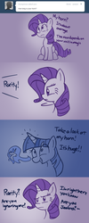 Size: 439x1095 | Tagged: safe, artist:bambooharvester, princess celestia, rarity, twilight sparkle, g4, ask, comic, magic, rarity replies, tumblr