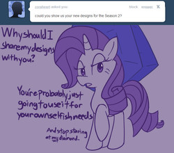 Size: 695x612 | Tagged: safe, artist:bambooharvester, rarity, g4, ask, female, rarity replies, solo, tumblr
