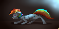 Size: 4800x2400 | Tagged: safe, artist:captainpudgemuffin, rainbow dash, pegasus, pony, g4, female, mare, smiling, sneaking, solo