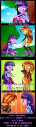 Size: 1501x5300 | Tagged: safe, artist:vixelzf, sunset shimmer, twilight sparkle, equestria girls, g4, my little pony equestria girls: rainbow rocks, comic, engrish, female, lesbian, ship:sunsetsparkle, shipping, twilight sparkle (alicorn)